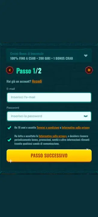 Processus d'inscription Spinanga sur mobile